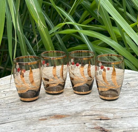 Verres à digestif rétro vintage en verre ambré