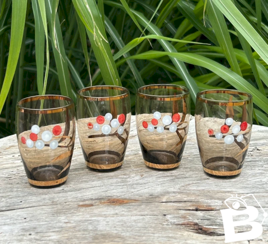 Verres à digestif rétro vintage en verre ambré