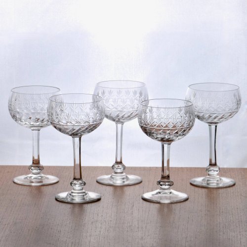 Verres à vin anciens Villeroy & Boch Treveris en cristal soufflé bouche