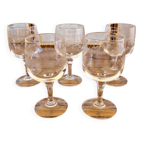 Verres à vin blanc Cristal Arques Matignon, cristal gravé lot de 6