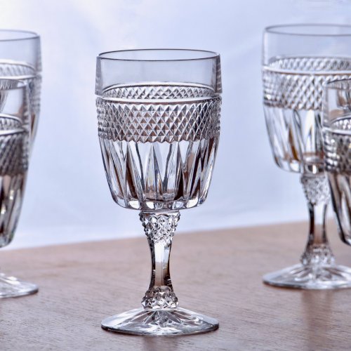 Verres à vin vintage en cristal taille diamant