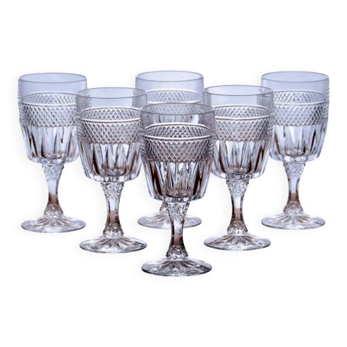 Verres à vin vintage en cristal taille diamant