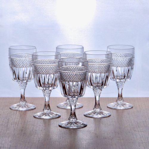 Verres à vin vintage en cristal taille diamant