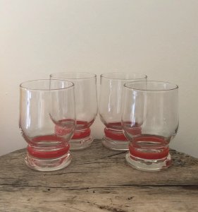 Verres rétro vintage liseré rouge
