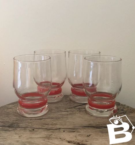 Verres rétro vintage liseré rouge