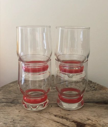 Verres rétro vintage liseré rouge