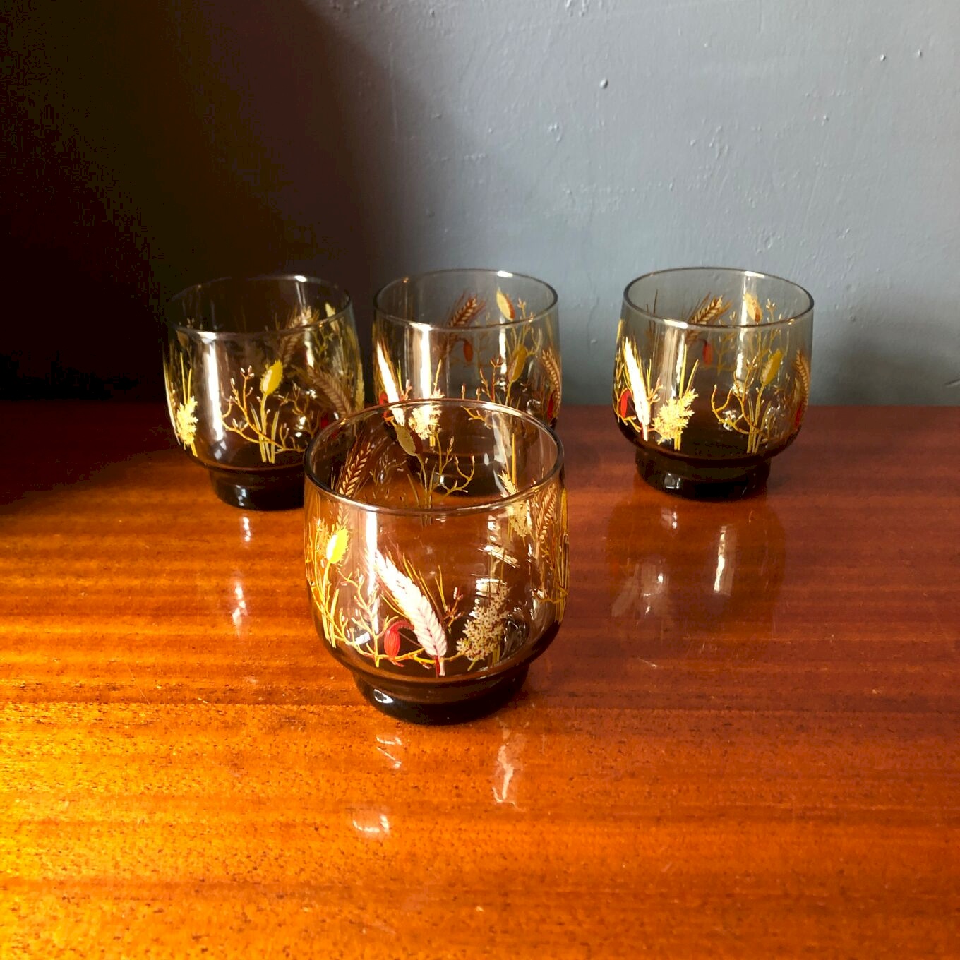 Lot 6 Verres à Liqueur Vintage – Années 70 – Orange Et Marron – Fabriqués En Italie