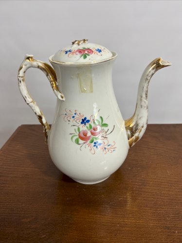 Verseuse Porcelaine de Paris XIXe "Amitié" Décor Floral Romantique