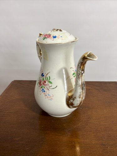 Verseuse Porcelaine de Paris XIXe "Amitié" Décor Floral Romantique
