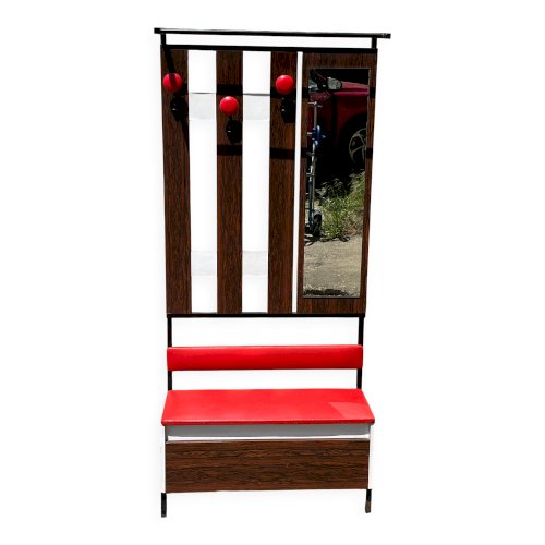 Vestiaire dentrée vintage avec banc et miroir