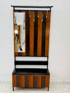 Vestiaire mural vintage avec banc coffre années 70