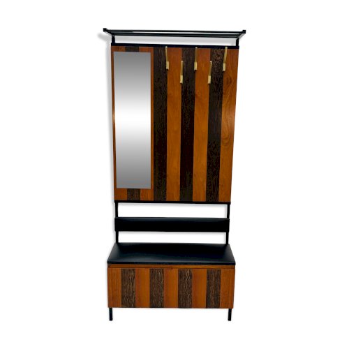 Vestiaire mural vintage avec banc coffre années 70