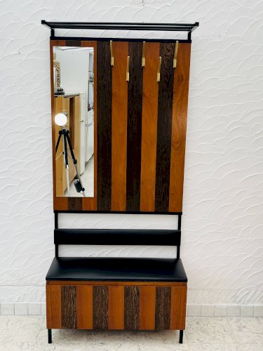 Vestiaire mural vintage avec banc coffre années 70