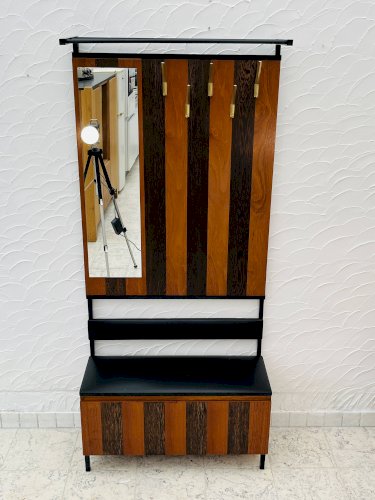 Vestiaire mural vintage avec banc coffre années 70
