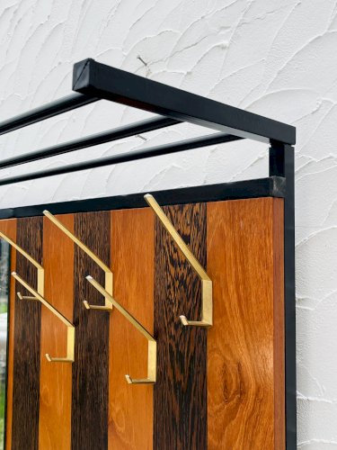 Vestiaire mural vintage avec banc coffre années 70