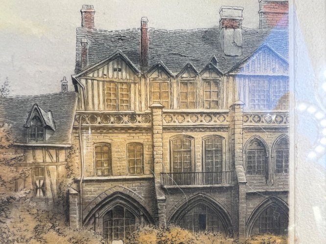 Victor Valéry (Lochelongue, 1870-1930) – “La Cour d’Albane à Rouen” – Gravure an