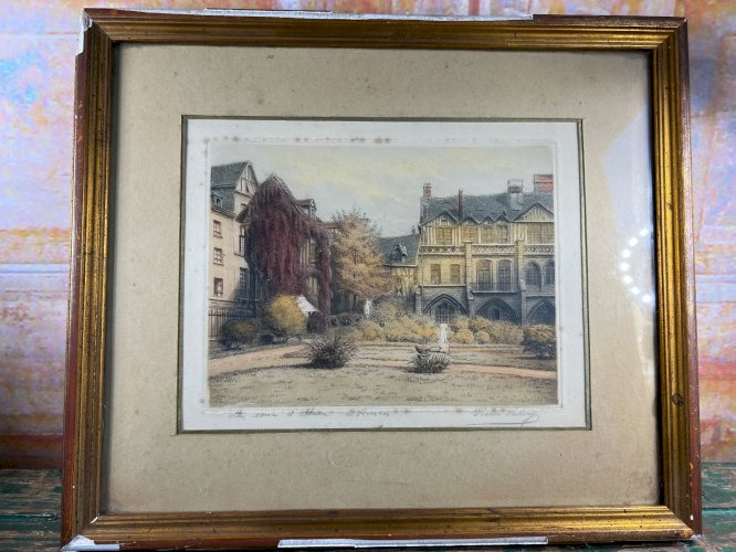 Victor Valéry (Lochelongue, 1870-1930) – “La Cour d’Albane à Rouen” – Gravure an