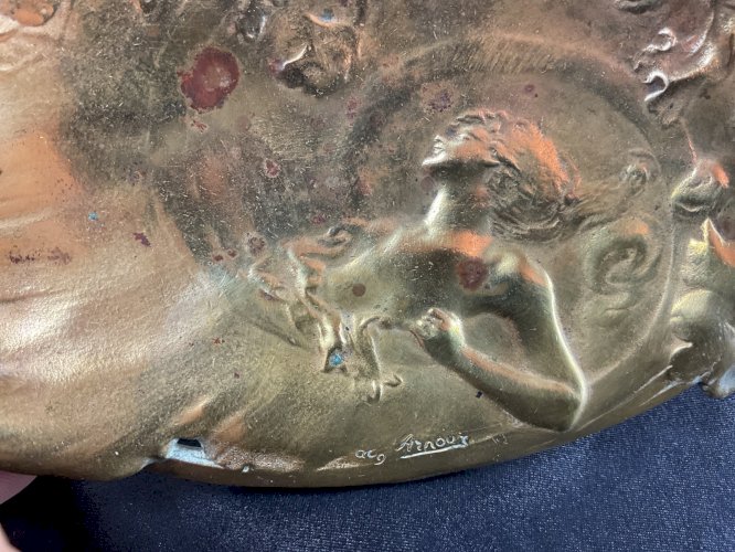 Vide poche Art nouveau femme, érotique en bronze Auguste ARNOUX barbedienne .