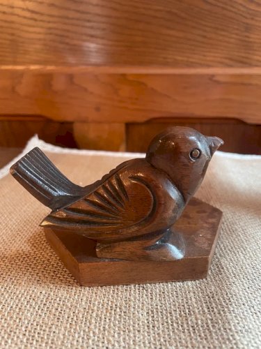 Vide poche cendrier en bois ancien oiseau