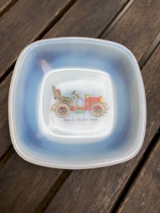 Vide poche cendrier en verre opalescent décor Rolls Royce 1903