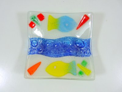 Murano Glass Shell Bowl Ashtray with Polychrome Marine Decor, Unsigned, Excellent Condition