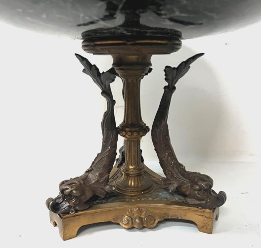 Vide poche en bronze et marbre vert de mer XIX siècle