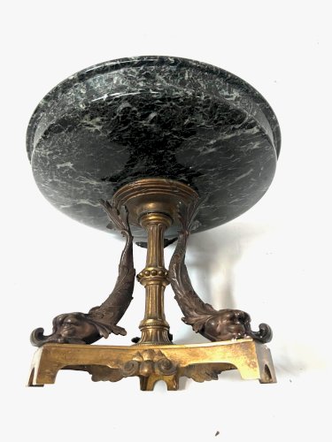 Vide poche en bronze et marbre vert de mer XIX siècle