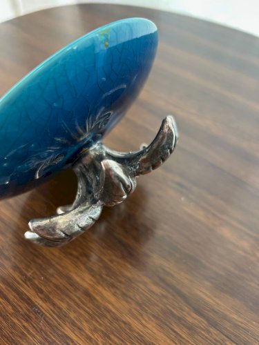 Vide poche en céramique bleue et métal