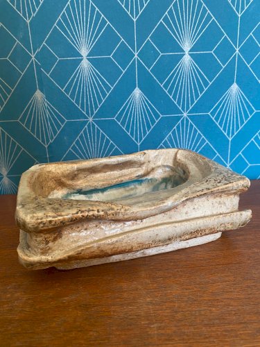 Vide poche en grès, attribué à , BARBARA DELFOSSE, céramique ancienne, raku.
