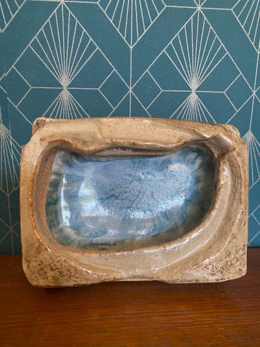 Vide poche en grès, attribué à , BARBARA DELFOSSE, céramique ancienne, raku.