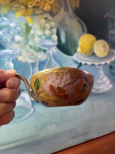 Vide poche en laiton cloisonné forme pomme