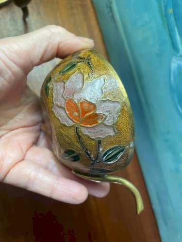 Vide poche en laiton cloisonné forme pomme