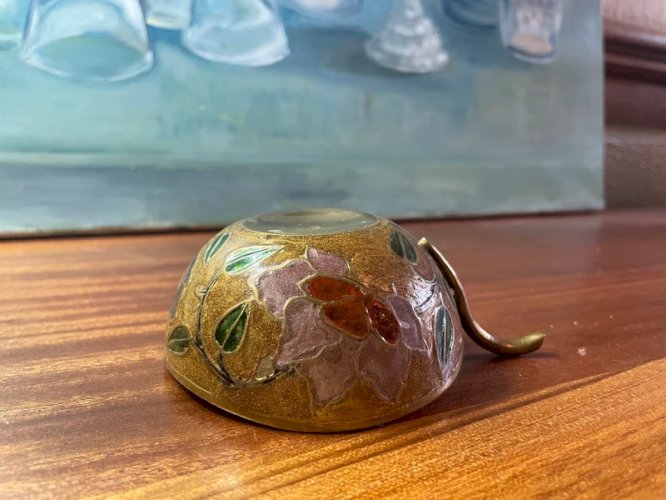 Vide poche en laiton cloisonné forme pomme