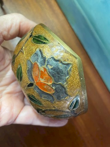 Vide poche en laiton cloisonné forme pomme