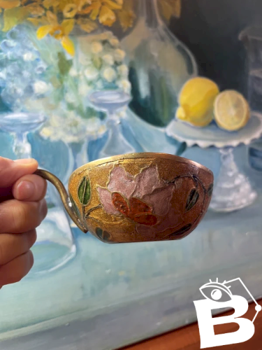 Vide poche en laiton cloisonné forme pomme