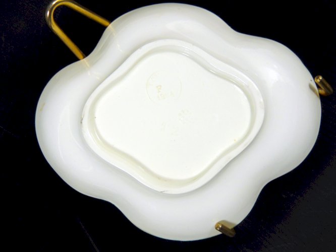Vide Poche Polylobé Coupelle Faïence Longwy 1884 Décor Peint Main Signé Marie C.