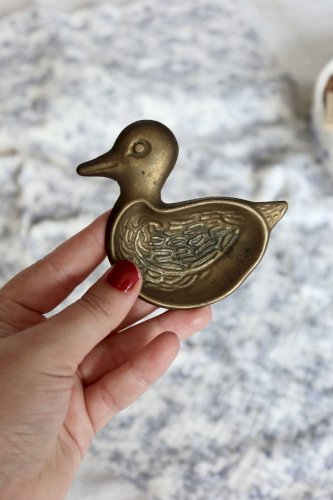 Vide-poche vintage canard en laiton