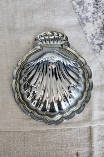 Vide-poche vintage coquillage métal argenté brillant