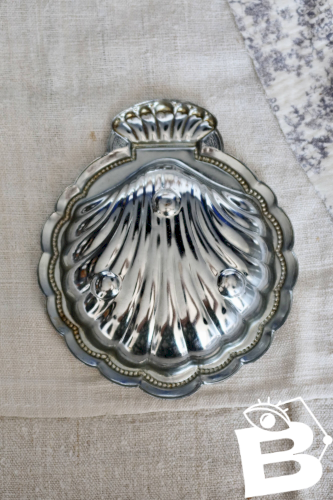 Vide-poche vintage coquillage métal argenté brillant