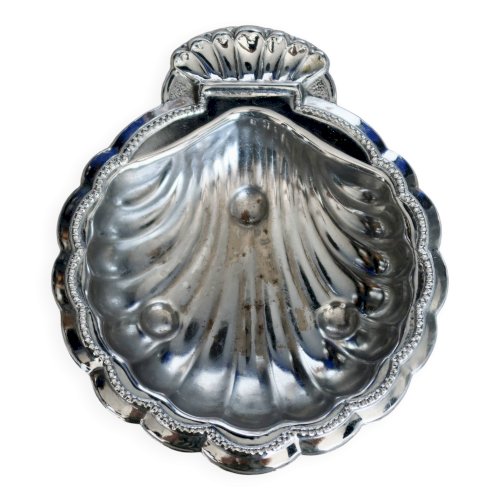 Vide-poche vintage coquillage métal argenté brillant