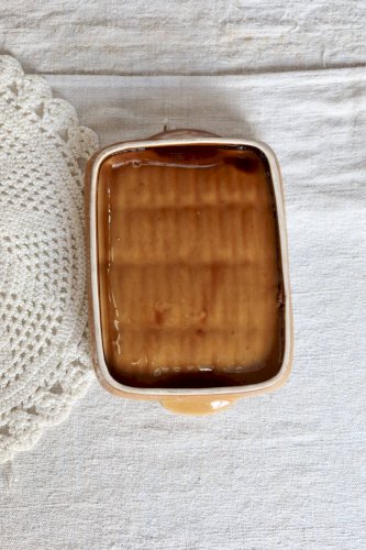 Vide-poche vintage en céramique couleur moutarde effet tressé