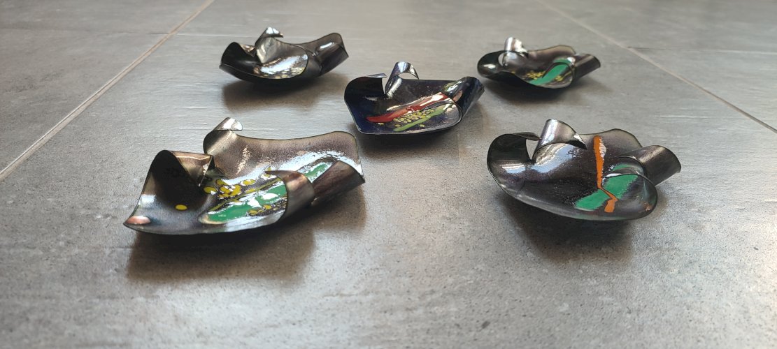 Vide-poches X5 en Rame Smaltato  Italie, années 60-70