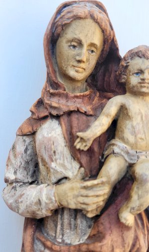 Vierge à l'enfant polychrome 