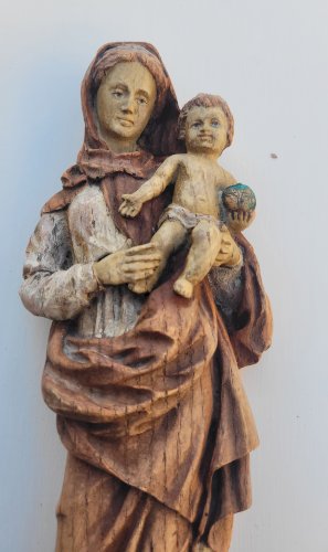 Vierge à l'enfant polychrome 