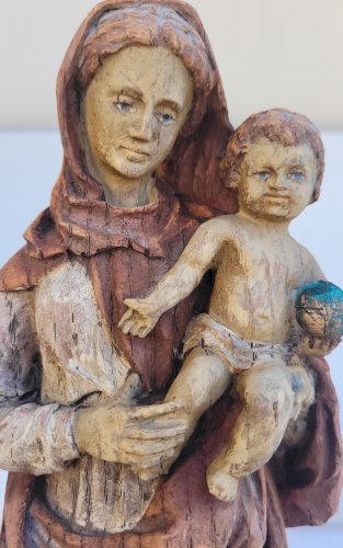 Vierge à l'enfant polychrome 