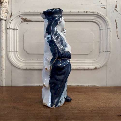 Vierge à l'Enfant XVIIIe fond bleu décor d'hermines M3615