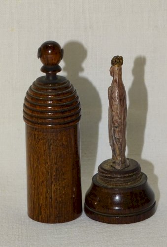 -VIERGE de VOYAGE en ARGENT Poinçon Sanglier dans ETUI BOIS avec VUES BOUTON  D