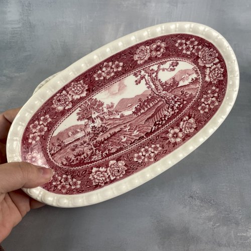 VILLEROY & BOCH paire de ravier petit plat ovale décor RUSTICANA rouge