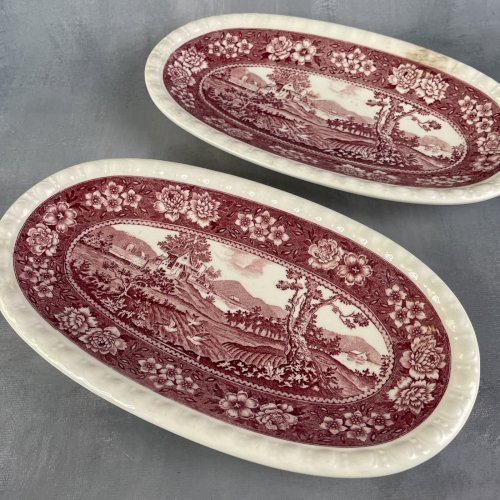VILLEROY & BOCH paire de ravier petit plat ovale décor RUSTICANA rouge