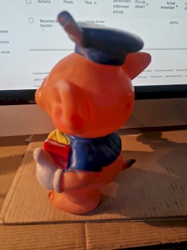 Vintage Ancien pouêt NIF NIF 3 PETITS COCHONS 21 cm  DISNEY logo éléphant LEDRA